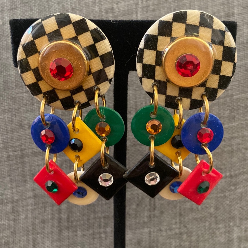 Vintage MAM 1980s checkerboard earrings